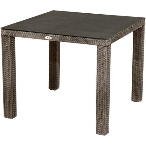 Diningtisch Rocking,Polyrat. Alu,Glasplatte,90x90x75cm