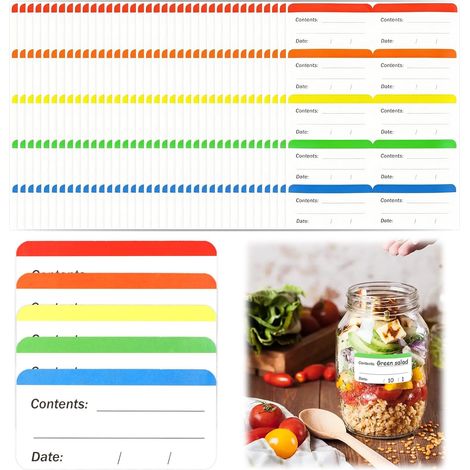 CCYKXA Lot de 360 Étiquettes Congélation Colorées, Étiquettes Autocollantes Sans Résidu pour Bocaux et Aliments, Organisation Cuisine et Réfrigérateur (6 x 3 cm) (1/5)