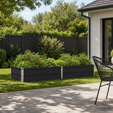 vidaXL Cama de Jardín Elevada Gris antracita 160 x 80 x 24 cm (1/5)