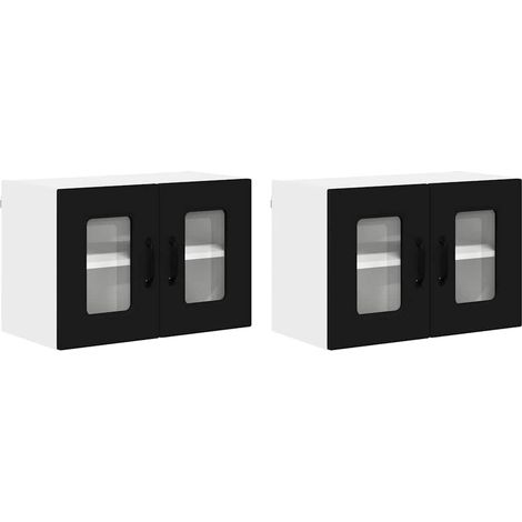 Meuble mural de cuisine,Armoire de cuisine avec étagère 2 pcs Noir 60 x 31 x 40 cm CFW17433 (1/5)