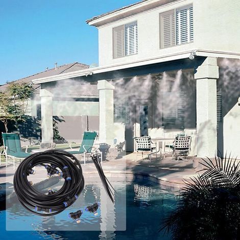 Nebelkühlungssystem für Terrasse und Garten - Komplettset mit 3/4"-Messingdüsen und Adaptern (8 m Schlauch/9 Düsen) (1/5)