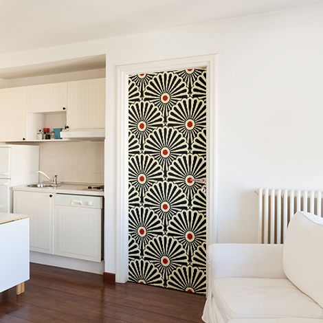 Sticker Autocollant Porte Eventail Tri-colore WSH, 204x83cm - Décoration Intérieure et Extérieure pour Portes (1/4)