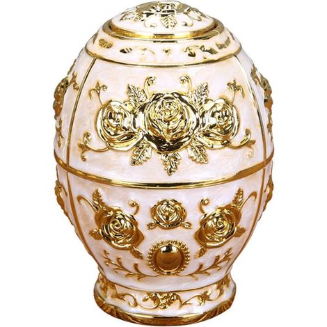 Ouvre-cure-dents automatique - Boîte à œufs émaillée vintage - Blanc doré - Organisateur hygiénique pour la décoration de table et les fêtes (1/5)