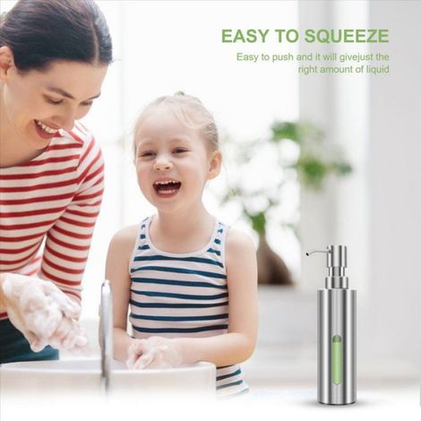 Distributeur De Savon - Acier Inoxydable 304 - 200 Ml - Salle De Bain Cuisine Bureau - 1 Pièce (1/5)