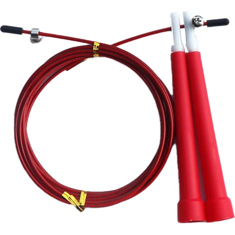 Corde à sauter enfants adultes hommes femmes fil d'acier ajustable vitesse corde saut entraînement fitness exercice rouge (1/5)
