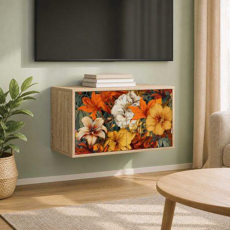 vidaXL Wall-mounted TV Cabinet GENNEP 69 x 33 x 40 cm Sonoma Oak (1/5)