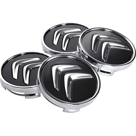 4 x Centre de roue Noir 60mm Citroen couvercle cache moyeu Jantes emblème Logo