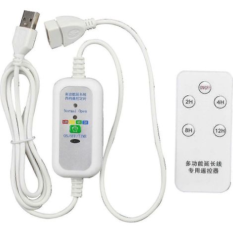 Rallonge USB 5 V de 1,5 m avec minuterie et télécommande. Cordon d'alimentation programmable avec minuterie réglable de 2 à 12 heures. (1/5)