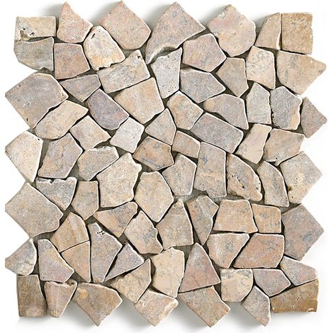 Pegane – Plaque mosaïque en marbre naturel rose 30x30 cm – Pour mur et sol – Épaisseur 0,9-1 cm – Fragments taillés à la main (1/2)