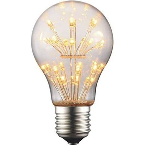 A60 3W LED Ampoule de Filament Forme classique sphérique,220V E27 Culot, Blanc Chaud 2200K, Angle de Faisceau 360°, Equivalent à 30 Watt,Surface imprimée aspect starry (A60)