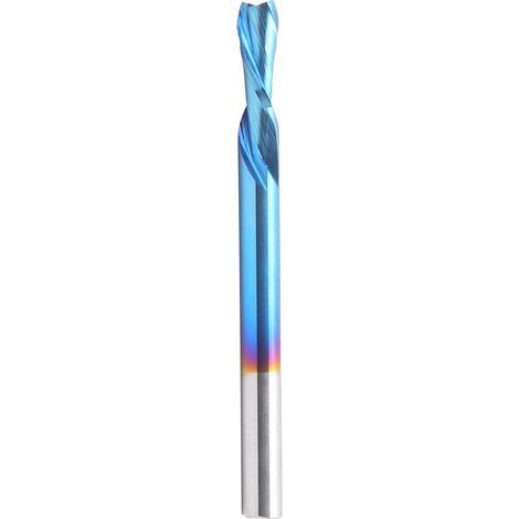 Fraise 2 lèvres carbure tungstène revêtement bleu, coupe à gauche, 3,175x3,175x8x40 mm, pour métaux (1/5)