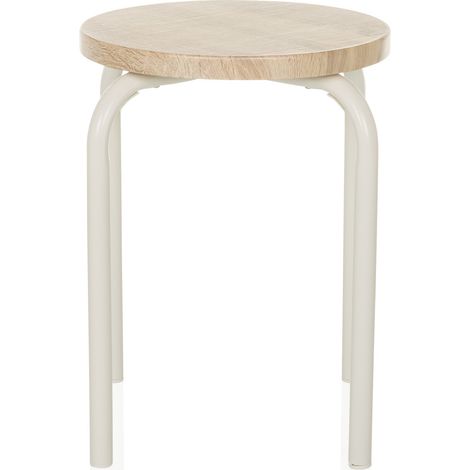 [GEBRAUCHT] B-Ware hjh LIVING ALRANDA Metall MDF weiß eiche Stapelhocker Sitzhocker Hocker (1/2)
