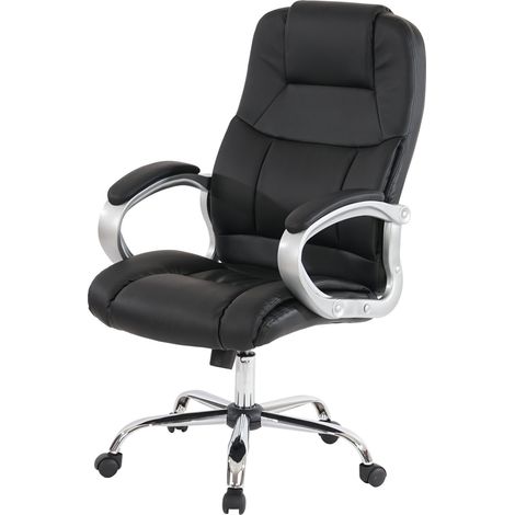 Fauteuil de bureau américain Boston XXL, charge 150kg, similicuir - noir