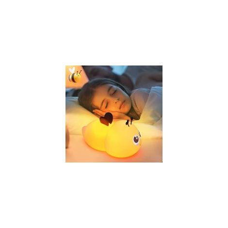 Kindernachtlicht, LED-Babynachtlicht, Kawaii-Bienennachtlicht, dimmbare Silikon-USB-Touch-Lampe für Kinder, Touch-Lampe fürs Babyzimmer, sanftes und niedliches Nachtlicht – Crezuo