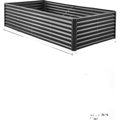 Jardin surélevé, construction en acier durable, espace de plantation spacieux, Gris Foncé (1/2)