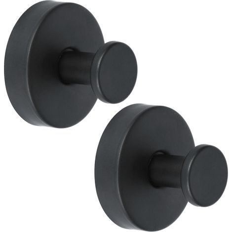 2 crochets muraux de salle de bain étanches en acier inoxydable, autocollants pour cuisine, verre, miroir, carrelage - pour accrocher serviettes et peignoirs (1/5)