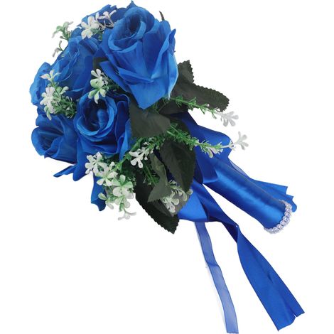 Bouquet de roses artificielles bleu roi, petit format / Tissu en soie / 20 x 24 cm / 30 x 25 x 6 cm, 120 g (1/5)