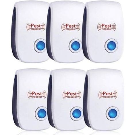 Répulsif à ultrasons contre insectes et rongeurs Lot de 6 appareils sans toxique, efficace contre moustiques, cafards, araignées (1/5)