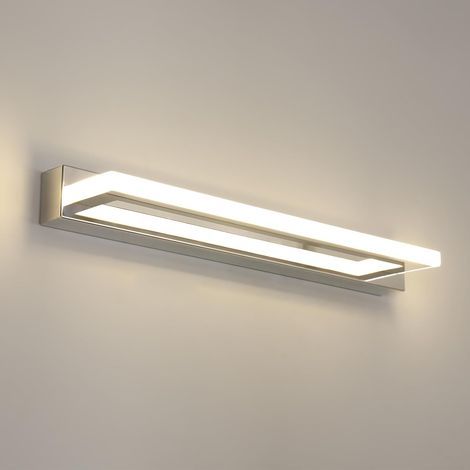 Lampe pour Miroir LED Salle de Bains 8W 800LM, Lampe Miroir 42cm 4500K Blanc Neutre, Applique Murale Intérieure Moderne pour Miroir Armoir Tableau Toilette Meuble, Argent (1/5)
