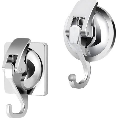 Ganci a ventosa extra resistenti, set da 2, non necessitano di foratura, ideali per bagno, cucina e doccia, ganci da parete per asciugamani e altro ancora. (1/5)