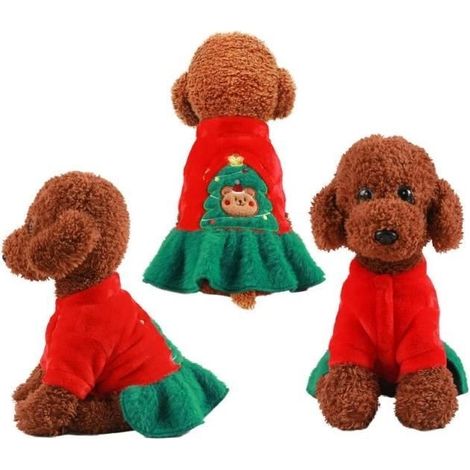 Déguisement de chien de noël,costume d'hiver pour chat,vêtement de festivité pour animaux de compagnie,jupe ours sapin de Noël