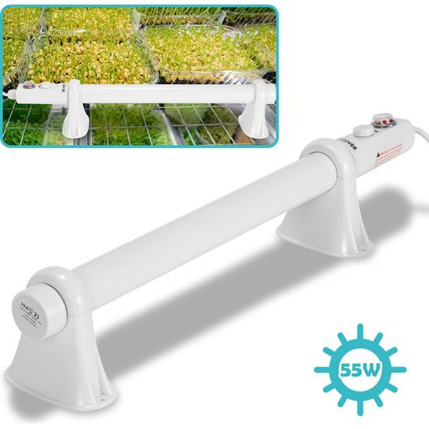 Jiubiaz Calefactor eléctrico para invernadero 55 W, calefactor tubular blanco, 500 mm, para aprox. 3 m² (1/5)