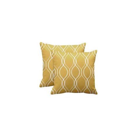 Lot de 2 Housses de Coussin Carrées, Lignes Blanches et Jaunes 45x45cm, Décoration Moderne pour Salon, Canapé et Extérieur (1/5)