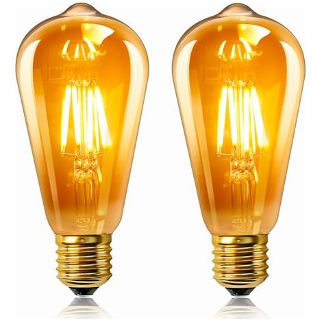 Lot de 2 ampoules LED vintage Edison E27 — 40 W, non dimmables, filament ST64 — Idéal pour la décoration de la maison, des bars et des cafés (1/5)