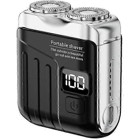 Mini rasoir électrique pour homme, rechargeable par USB, double tête, tondeuse à barbe utilisable sur peau sèche ou humide, portable, lavable, avec écran LED, format voyage FDQ (1/5)