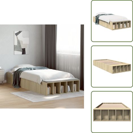 The Living Store Cadre de lit sans matelas chêne sonoma 100x200 cm - Cadre De Lit - Lit Double - Lit Design - Lit Moderne - Lit Coffre Rangements (1/5)