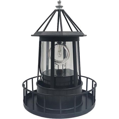 Phare solaire rotatif en fer, décoration de jardin en forme de phare, lampe paysagère A (1/5)