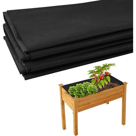150cm x 200cm Doublure Tissu, Rouleau Revêtement Jardinières Robustes, Revêtements Culture pour Grande Jardinière Surélevée, Doublures Tissu pour Cultiver Légumes, Fleurs, Plantes (Noir) (1/5)