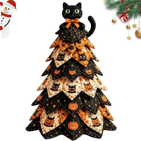 Beyamis Kit sapin patchwork 30cm - Écossais rouge chat noir (1/5)