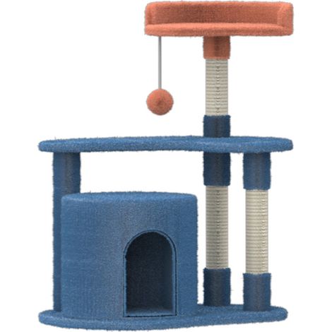 Tiragraffi modello Color Block Small con gioco e rialzi e casetta per gatti