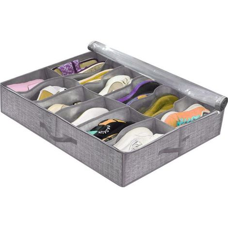 Lot de 10 compartiments Range-chaussures avec fenêtre transparente - Boîte de rangement sous lit, Organisateur de chaussures pour placard, Protection poussière (1/5)