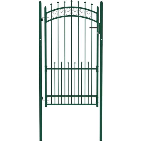 vidaXL Puerta de valla EMMEN con pinchos de acero, 104 x 134,5 cm, verde (1/2)