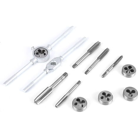 12-teiliges Set aus Gewindebohrern und Schneideisen M6-M12 mit verstellbarem Schraubenschlüssel, Handwerkzeugsatz (1/5)
