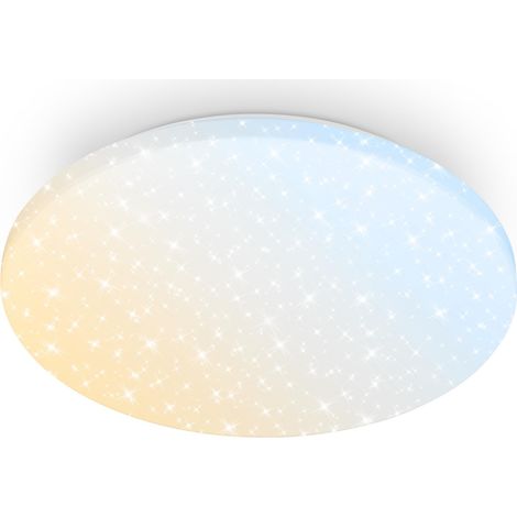 Plafonnier LED avec télécommande, intensité réglable CCT, effet ciel étoilé, 24 W 2600 lm, lustre salon, chambre, luminaire cuisine, 34 x 6 cm, Blanc (1/5)