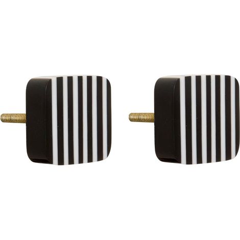 Lot de 2 Boutons de Meuble "Mia" 3cm Noir & Blanc