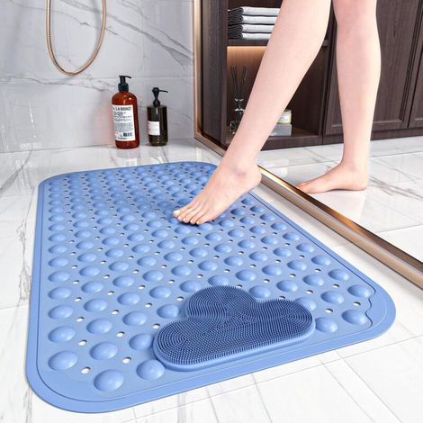 Tapis de douche antidérapant et anti-moisissure pour personnes âgées, 70 x 40 cm, tapis de bain antidérapant avec massage des pieds, tapis de douche antidérapant, facile à nettoyer et à