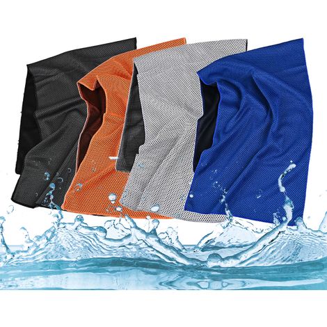 Serviette Rafraîchissante - Microfibre 30 x 80 cm - Pour Fitness Yoga Randonnée Camping Golf - Lot de 4 avec Sac Étanche (1/5)