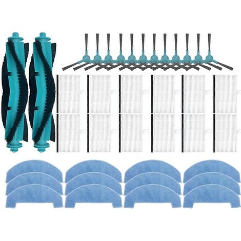 Pièces de rechange compatibles avec l'aspirateur robot Ultenic D10 : rouleau principal, brosse latérale, filtre HEPA, lingette de nettoyage et accessoires. (1/5)