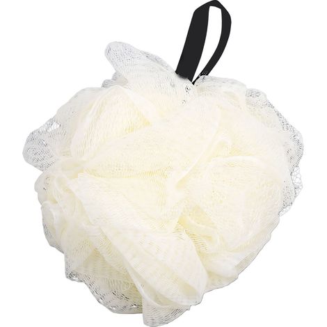 Boule de douche nettoyante pour le corps, flexible et confortable, en maille élastique riche en mousse, légère, éponge de bain suspendue, beige (1/5)