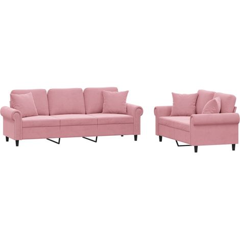 Maison Exclusive - Set di Divani 2 pz con Cuscini Rosa in Velluto