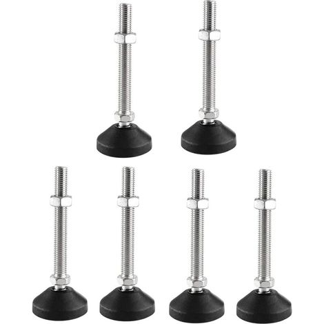 Lot de 6 pieds réglable M10 x 80 mm - Vis de réglage - Pied de meuble - Peut porter - Pieds réglables - Vis réglables - Pied réglables - Inclinaison maximale de 20 ° (6PCS M10 x 80mm x Ø40mm) (1/5)