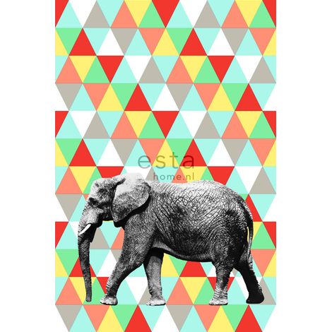papier peint panoramique éléphant multicolore  - ESTAhome (1/5)