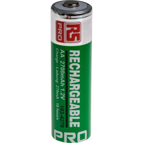 Batteries AA rechargeables 2.7Ah RS PRO, NiMH, 1.2V ( Prix pour Paquet de 4 )