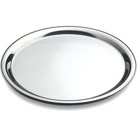 Assiette plate - Poêle à frire - Ronde avec bords plats et ailettes pour une prise en main sûre et un transport stable - 1 pièce - Couleur argentée (1/5)