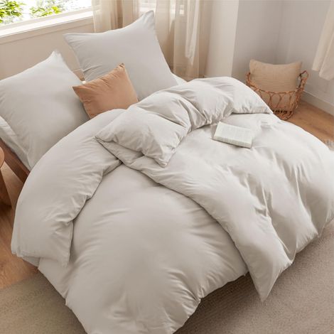 Housse de Couette 135 x 200 cm 4 teilig Chanvre Nature avec 2 Taies d'oreiller 80 x 80 cm (1/5)