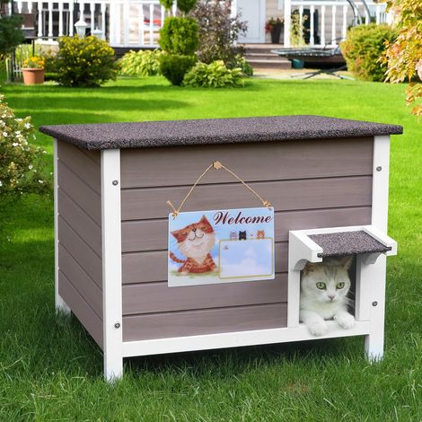 Maison Chat Isolée avec Mousse 6 Faces, Niche Chat Exterieur Hiver Isolee Design isolé et moderne, idéal pour protéger plusieurs chats en extérieur pendant l'hiver